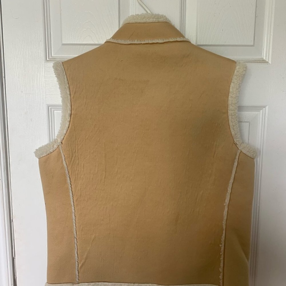 Vintage Sherpa Lined Vest Cabin Core Rustic Western Cozy Layer Large Canada - Picture 4 of 11